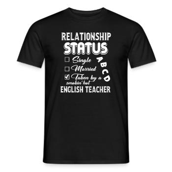 English Teacher Relationship Status - Men's T-Shirt - black - Front - AI Model Male 178 light (178cm)