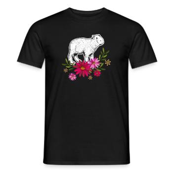Capybara With Flowers - Men's T-Shirt - black - Front - AI Model Male 178 light (178cm)