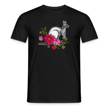 Kangaroo With Flowers - Men's T-Shirt - black - Front - AI Model Male 178 light (178cm)
