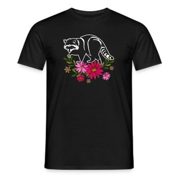 Raccoon With Flowers - Men's T-Shirt - black - Front - AI Model Male 178 light (178cm)