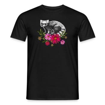 Red Panda With Flowers - Men's T-Shirt - black - Front - AI Model Male 178 light (178cm)