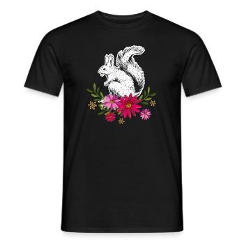 Squirrel With Flowers - Men's T-Shirt - black - Front - AI Model Male 178 light (178cm)