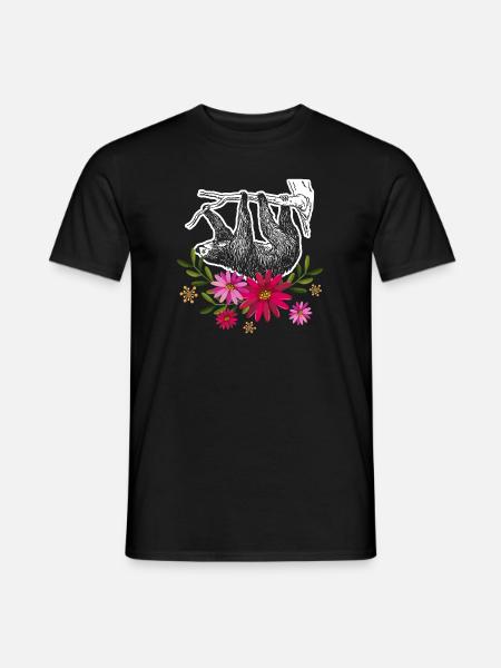 Sloth With Flowers - Men's T-Shirt - black