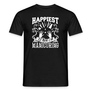 Manicurist Happiest When I am Manicuring - Men's T-Shirt - black - Front - AI Model Male 178 light (178cm)