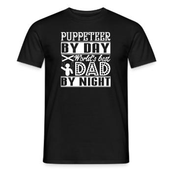 Puppeteer By Day Dad By Night - Men's T-Shirt - black - Front - AI Model Male 178 light (178cm)