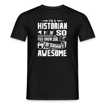 Historian Smart and Awesome Historian - Men's T-Shirt - black - Front - AI Model Male 178 light (178cm)