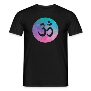 Om Sign Watercolor Yoga Spirituality Namaste - Men's T-Shirt - black - Front - AI Model Male 178 light (178cm)