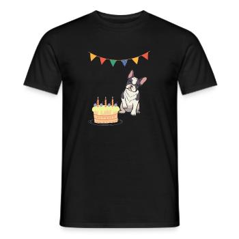 Birthday Party Dog Party French Bulldog - Men's T-Shirt - black - Front - AI Model Male 178 light (178cm)