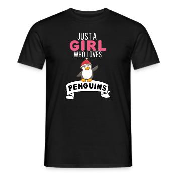 Girl Animal Lover Christmas Gift Penguin - Men's T-Shirt - black - Front - AI Model Male 178 light (178cm)