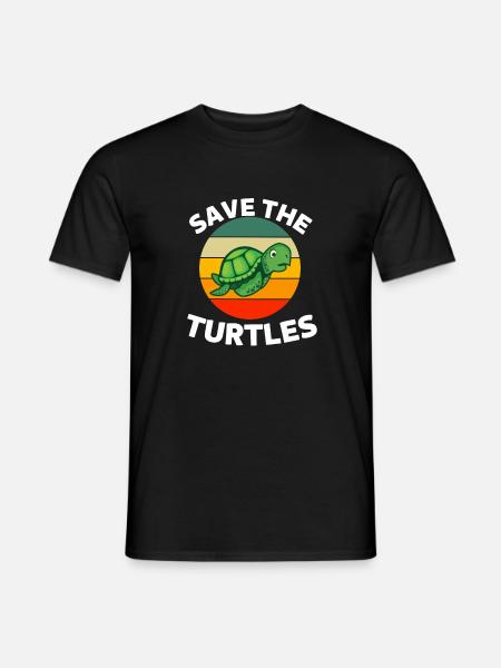 Militant des droits des animaux Ocean Animal Gift Retro Turtle - T-shirt homme - noir