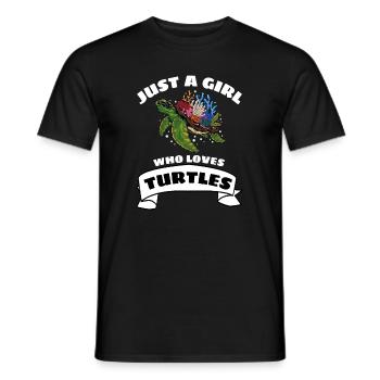 Only a girl who loves turtles turtle - Men's T-Shirt - black - Front - AI Model Male 178 light (178cm)