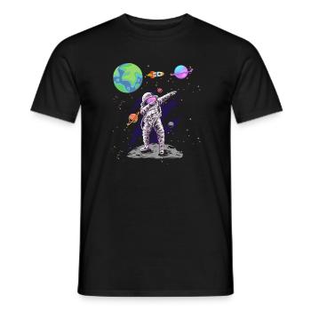 Dabbing Astronaut Space Planets Astronomy - Men's T-Shirt - black - Front - AI Model Male 178 light (178cm)