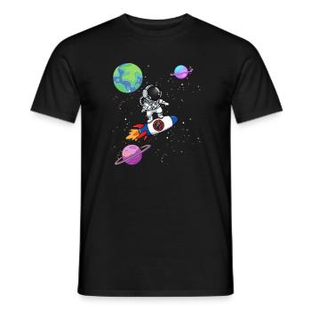 Planète Fusée Astronaute Système Solaire Spatial - T-shirt homme - noir - Devant - AI Model Male 178 light (178cm)