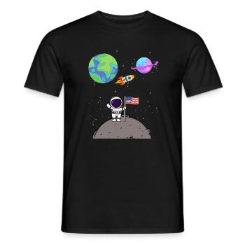 America Moon Landing Planet USA Flag Astronaut - Men's T-Shirt - black - Front - AI Model Male 178 light (178cm)