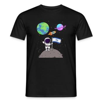 Mondlandung Planet Israel Flagge Astronaut - Männer T-Shirt - Schwarz - Vorne - AI Model Male 178 light (178cm)