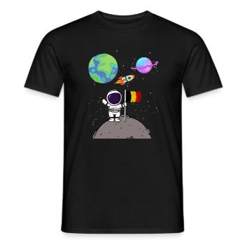 Mondlandung Planet Belgien Flagge Astronaut - Männer T-Shirt - Schwarz - Vorne - AI Model Male 178 light (178cm)