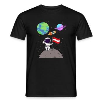 Mondlandung Planet Österreich Flagge Astronaut - Männer T-Shirt - Schwarz - Vorne - AI Model Male 178 light (178cm)