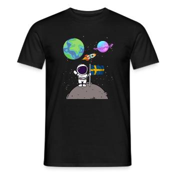 Mondlandung Planet Schweden Flagge Astronaut - Männer T-Shirt - Schwarz - Vorne - AI Model Male 178 light (178cm)