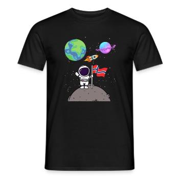 Mondlandung Planet Norwegen Flagge Astronaut - Männer T-Shirt - Schwarz - Vorne - AI Model Male 178 light (178cm)
