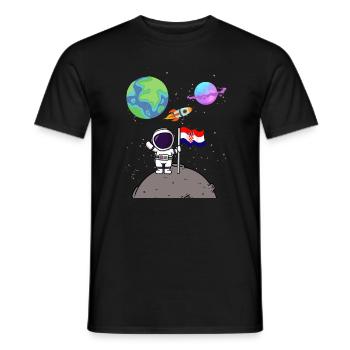 Mondlandung Planet Kroatien Flagge Astronaut - Männer T-Shirt - Schwarz - Vorne - AI Model Male 178 light (178cm)