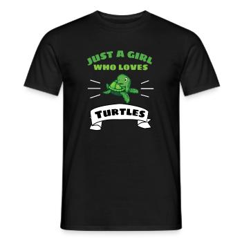 Only a girl who loves turtles turtle - Men's T-Shirt - black - Front - AI Model Male 178 light (178cm)