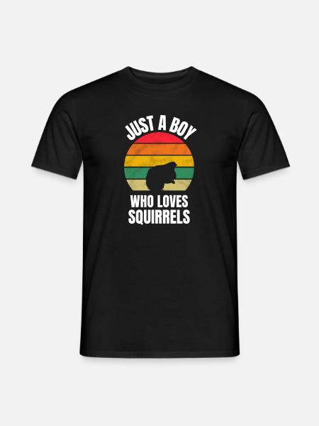 Retro Wald Tier Eichhörnchen Junge - Männer T-Shirt - Schwarz