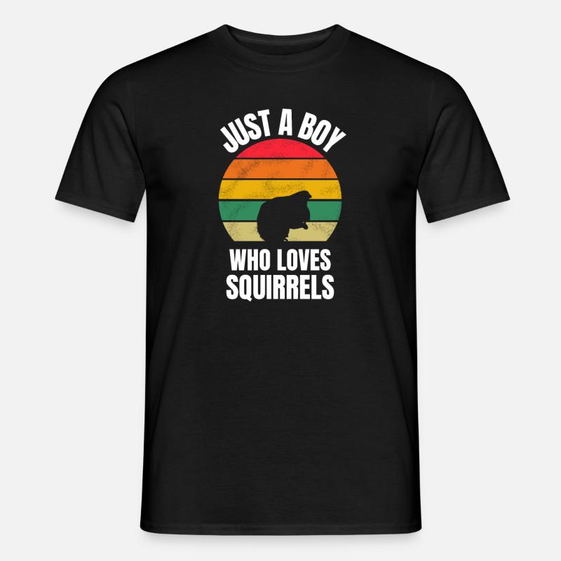 Retro Wald Tier Eichhörnchen Junge - Männer T-Shirt - Schwarz
