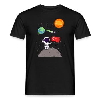 Planet Türkei Flagge Mondlandung Astronaut - Männer T-Shirt - Schwarz - Vorne - AI Model Male 178 light (178cm)