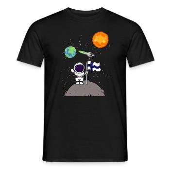 Planet Finnland Flagge Mondlandung Astronaut - Männer T-Shirt - Schwarz - Vorne - AI Model Male 178 light (178cm)