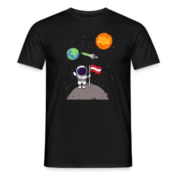 Planet Österreich Flagge Mondlandung Astronaut - Männer T-Shirt - Schwarz - Vorne - AI Model Male 178 light (178cm)