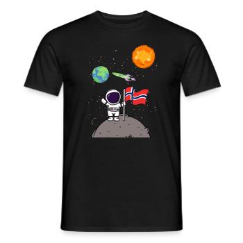 Planet Norwegen Flagge Mondlandung Astronaut - Männer T-Shirt - Schwarz - Vorne - AI Model Male 178 light (178cm)