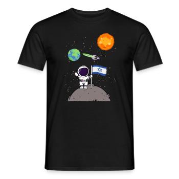 Planet Israel Flagge Mondlandung Astronaut - Männer T-Shirt - Schwarz - Vorne - AI Model Male 178 light (178cm)