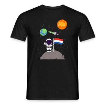 Planet Niederlande Flagge Mondlandung Astronaut - Männer T-Shirt - Schwarz - Vorne - AI Model Male 178 light (178cm)