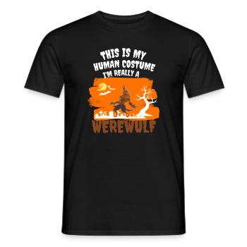 Cadeau de costume de loup-garou effrayant Halloween - T-shirt homme - noir - Devant - AI Model Male 178 light (178cm)