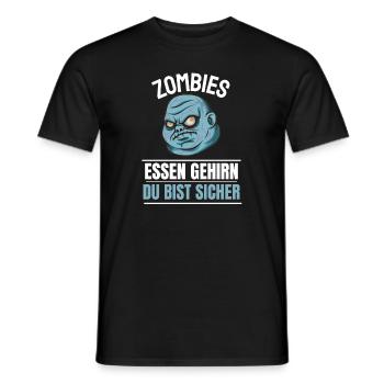 Zombies Food Brain You're Safe Halloween - Men's T-Shirt - black - Front - AI Model Male 178 light (178cm)