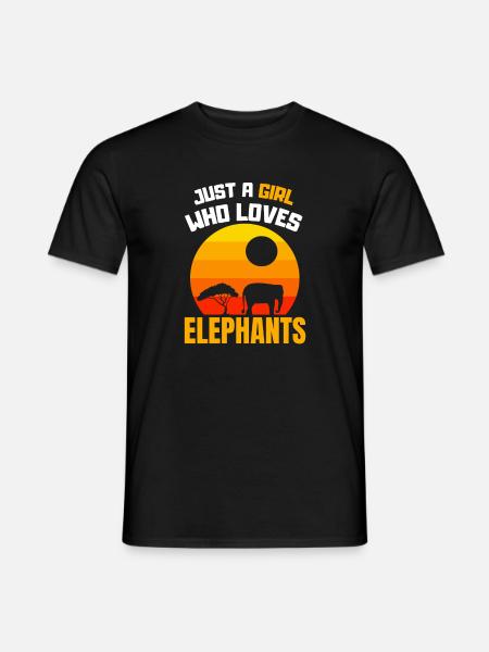 Retro Elefanten Mädchen - Männer T-Shirt - Schwarz