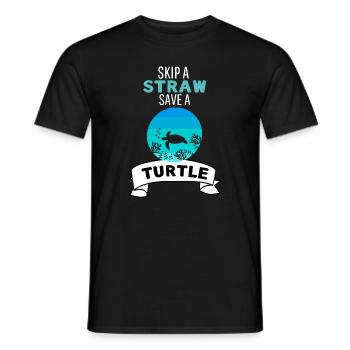 Tortue de mer Bien-être animal Tortue rétro - T-shirt homme - noir - Devant - AI Model Male 178 light (178cm)
