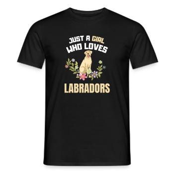 Hundebesitzer Mädchen Blumen Hunde Labrador - Männer T-Shirt - Schwarz - Vorne - AI Model Male 178 light (178cm)