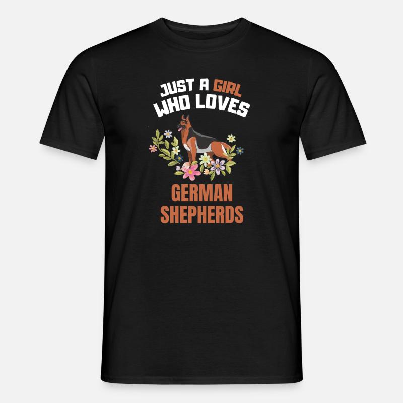 Blumen Hunde Deutscher Schäferhund Mädchen - Männer T-Shirt - Schwarz