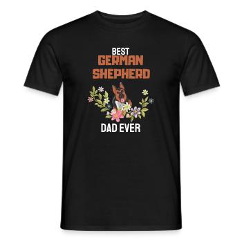 Flowers Dogs Papa Father's Day German Shepherd - Men's T-Shirt - black - Front - AI Model Male 178 light (178cm)