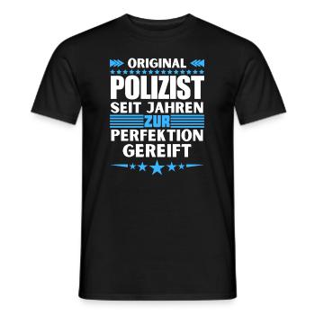 Policeman matured to perfection - Men's T-Shirt - black - Front - AI Model Male 178 light (178cm)