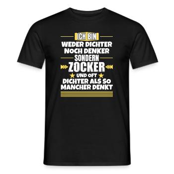 Ni poète ni penseur, mais joueur - T-shirt homme - noir - Devant - AI Model Male 178 light (178cm)