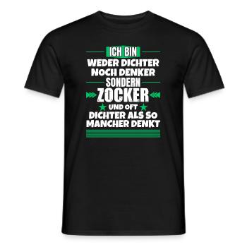 Neither poet nor thinker, but gambler - Men's T-Shirt - black - Front - AI Model Male 178 light (178cm)