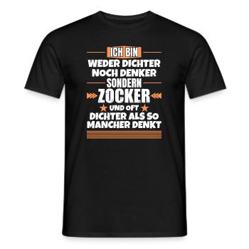 Neither poet nor thinker, but gambler - Men's T-Shirt - black - Front - AI Model Male 178 light (178cm)