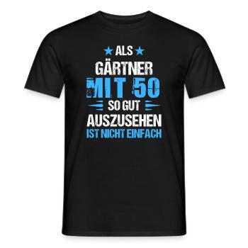 At 50 handsome gardener - Men's T-Shirt - black - Front - AI Model Male 178 light (178cm)