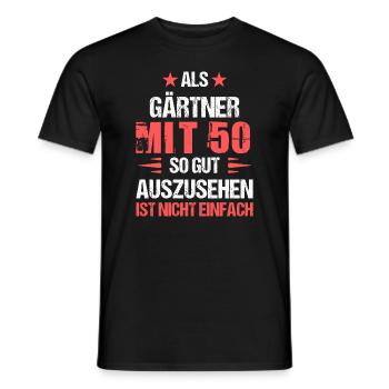 At 50 handsome gardener - Men's T-Shirt - black - Front - AI Model Male 178 light (178cm)