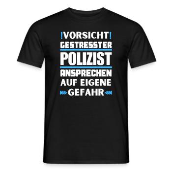 Don't talk to a stressed police officer! - Men's T-Shirt - black - Front - AI Model Male 178 light (178cm)