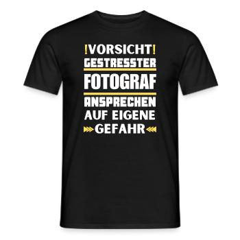 Don't approach stressed photographer! - Men's T-Shirt - black - Front - AI Model Male 178 light (178cm)