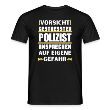 Don't talk to a stressed police officer! - Men's T-Shirt - black - Front - AI Model Male 178 light (178cm)