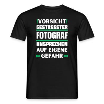 Don't approach stressed photographer! - Men's T-Shirt - black - Front - AI Model Male 178 light (178cm)